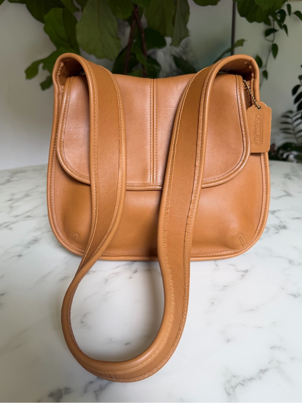Coach Vintage Ergo Small Flap Leather Shoulder Bag 9034 Toffee Tan 90's USA